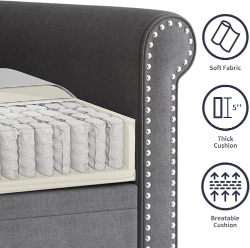 ijuicy 2 Pcs Sectional Sofa Set, Modern Upholstered Couch Set-Dark Gray - Image 5