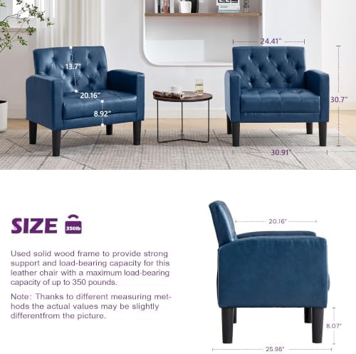 TYBOATLE Leather Accent Chair, Tufted Armchair - Image 2