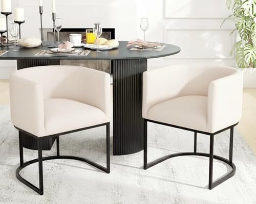 HNY Mid Century Modern Upholstered Barrel Dining Chairs by HNY
