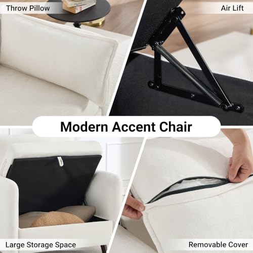 Oversized Accent Chair with Storage, Chenille Comfy Living Room Chairs with 2 - Image 6