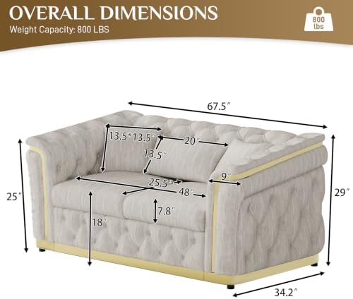 67.5"Velvet Chesterfield Sofa - Image 2