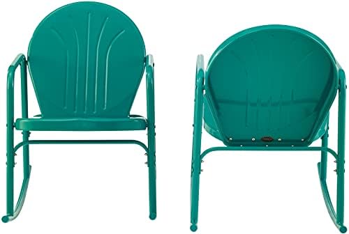 Crosley Furniture Griffith Retro Metal Outdoor Rocking Chairs - Image 5