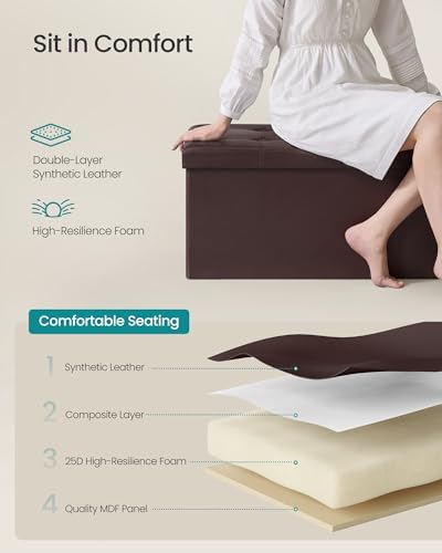 SONGMICS Storage Ottoman Bench, 43.3 Inches Folding Foot Rest Stool - Image 5