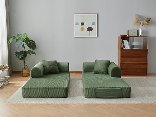 healthomse 78.7" Convertible Sofa Bed, Modular Fldable Corduroy Couch, - Image 7