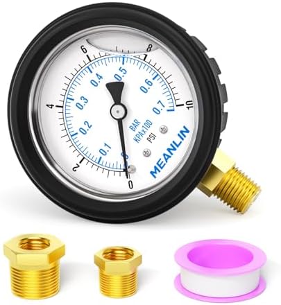 MEANLIN MEASURE 0~10Psi Stainless Steel 1/4" NPT 2.5" FACE DIAL Liquid Filled by MEANLINMEASURE