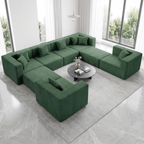MONVANE Oversized U-Shaped 8 Seat Modular Sectional Sofa, Forest Green - Image 2