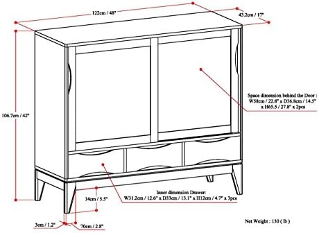 SIMPLIHOME Harper 48" Wide Storage Cabinet in Teak Brown - Image 3
