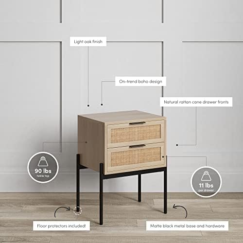 Nathan James Andrew End, Bedside or Side Table in Matte Light Oak Finish - Image 5
