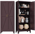 Metal Pantry Cabinet, Cherry Red Kitchen Storage Cabinets by COFAR