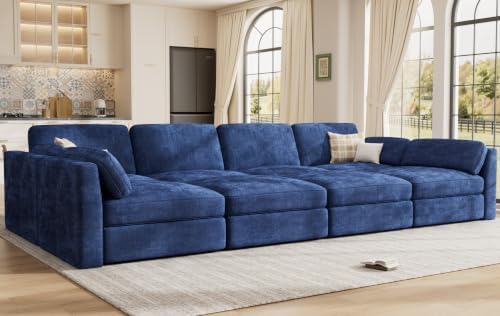 Oversized Modular Sectional Sleeper Sofa Bed Cloud Couches Blue by Kalafini