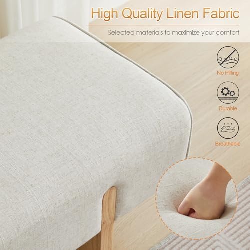 Zesthouse Solid Wood Bench for Bedroom, Modern Wooden Entryway Bench - Image 6