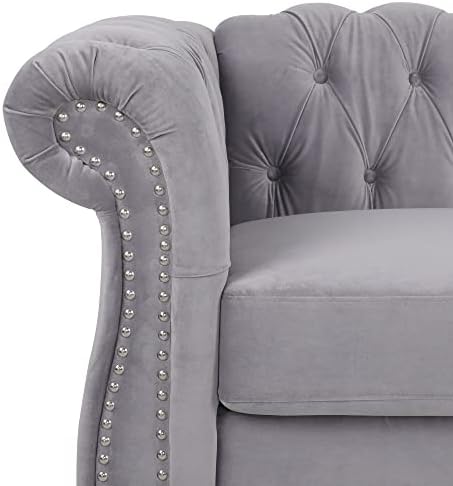 Chesterfield Loveseat, Modern Velvet Sofa Tufted Couch 2 Seater - Image 3