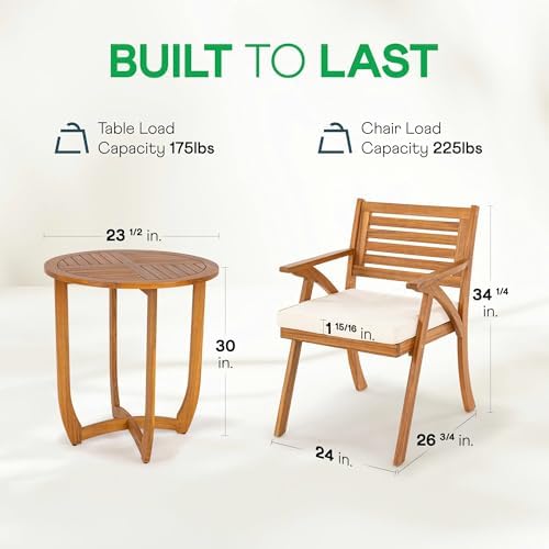 IDZO Sauvage 3-Piece Acacia Wood Outdoor Bistro Set - Image 2