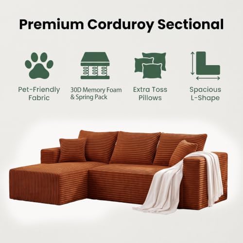 92.5" Boneless Couch, Left Facing Sectional Sofa - Image 4