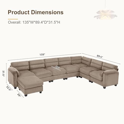 HAOMARKETS 135” Modular Sectional L Shaped Corner Sofa - Image 2