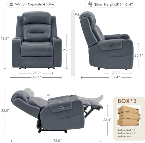 Watson & Whitely Oversized Genuine Leather Power Recliner Chair - Image 3