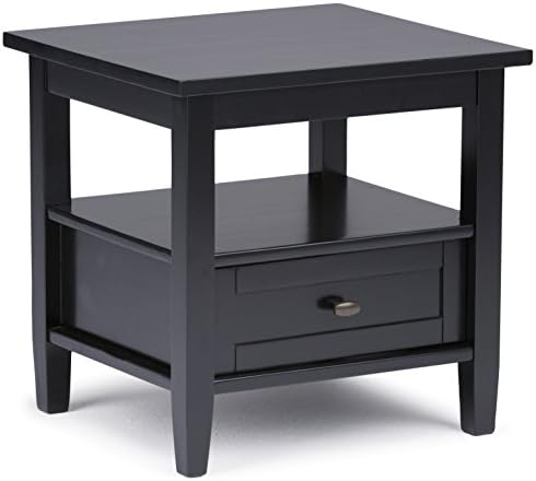 SIMPLIHOME Warm Shaker 20" Wide Solid Wood Square End Table in Black by SimpliHome