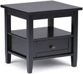 SIMPLIHOME Warm Shaker 20" Wide Solid Wood Square End Table in Black by SimpliHome