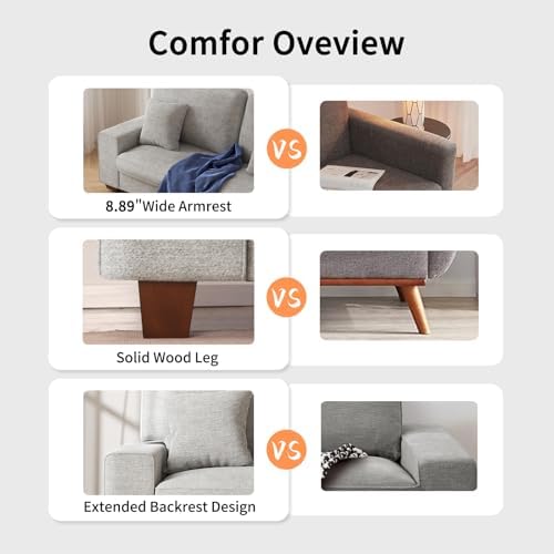 DOPEDIO 71.25" Modern Loveseat Sofa, Light Gray, Couch - Image 4