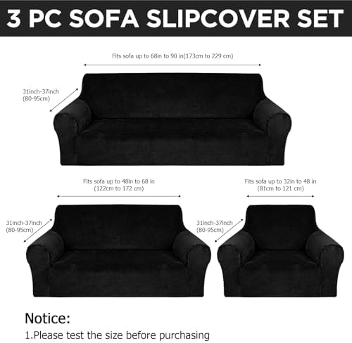Peryiter 3 Pcs Couch and Loveseat Sofa Covers - Image 2