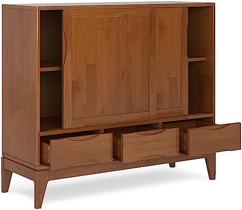 SIMPLIHOME Harper 48" Wide Storage Cabinet in Teak Brown - Image 4