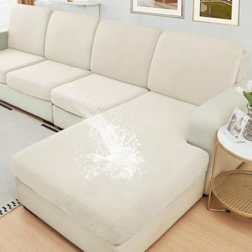 NAISI Waterproof Couch Cushion Covers Thick Velvet Fabric Washable Sofa by NAISI
