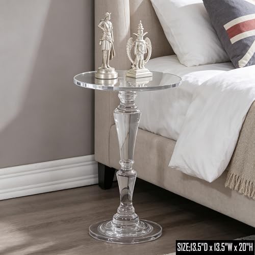 Clear Acrylic Round End Side Table Minimal Modern Accent Nightstand - Image 4
