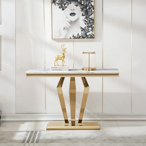Henf 47in Faux Marble Console Table by Henf