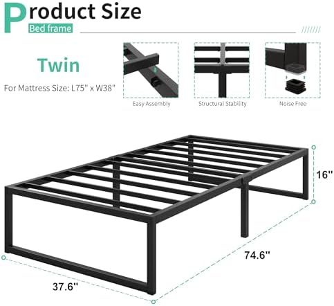 Lutown-Teen 16 Inch Twin Size Bed Frames - Image 2