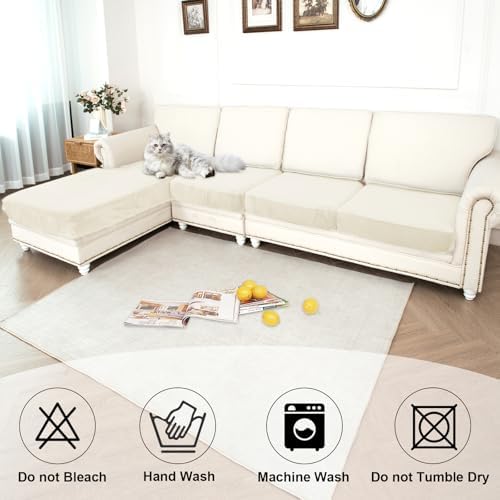 NAISI Waterproof Couch Cushion Covers Thick Velvet Fabric Washable Sofa - Image 6