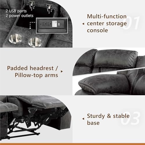 Homelegance Reclining Loveseat, Polished Microfiber Manual Double Recliner - Image 6