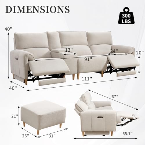 ANJ Power Recliner Sofa Cloud Couches - Image 2