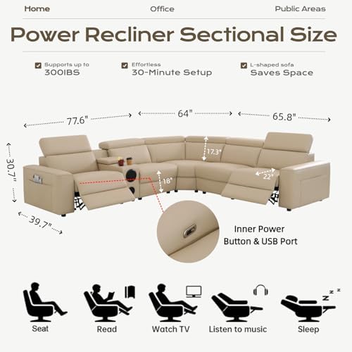 Leather Power Reclining Sectional Sofa - Image 2