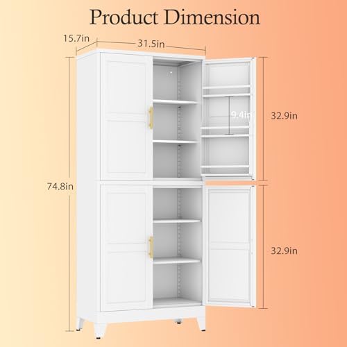 White Kitchen Pantry Storage Cabinet - Image 2