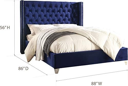 Meridian Furniture Aiden Collection AidenNavy-K Modern | Contemporary Velvet - Image 3