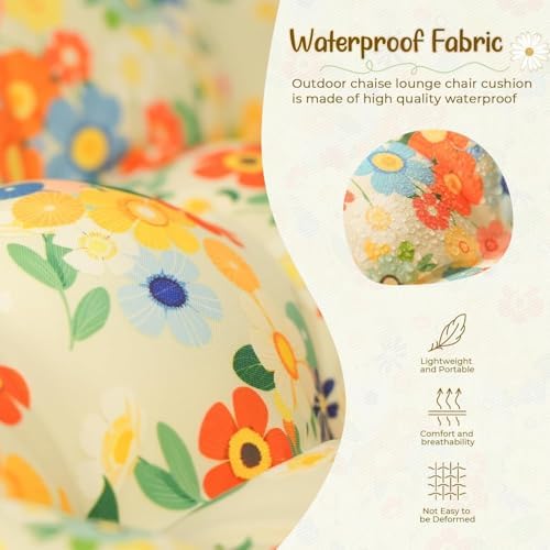 Outdoor Lounge Chair Cushions Set of 4 Waterproof 75.1 x 22.8 x 4.7" Daisy - Image 4