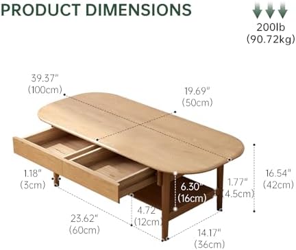 100% Solid Oak Wood Coffee Table - Image 2
