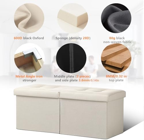 AmasSmile Footrest Ottoman Storage Bench - Image 3