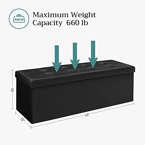 SONGMICS 43.3 Inches Folding Storage Ottoman Bench - Image 3