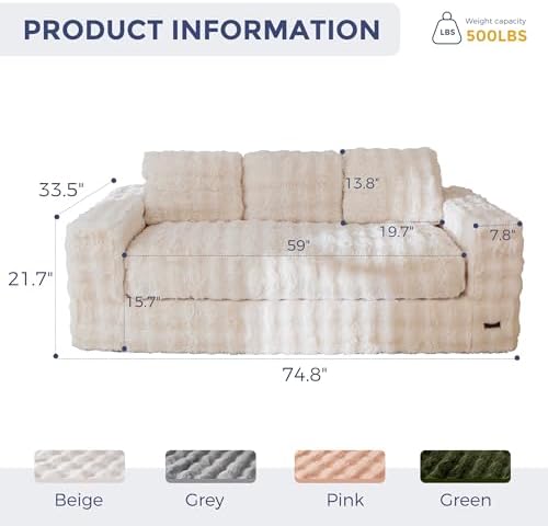 MAXYOYO Loveseat Sofa Couch, Upholstered Bean Bag Chair Cloud Seat - Image 2
