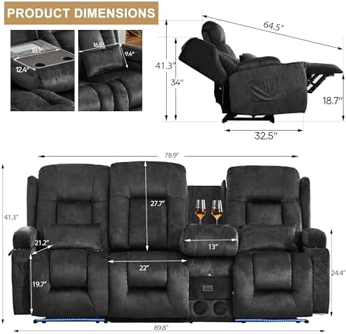 URRED Power Loveseat Recliner Sofa - Image 3