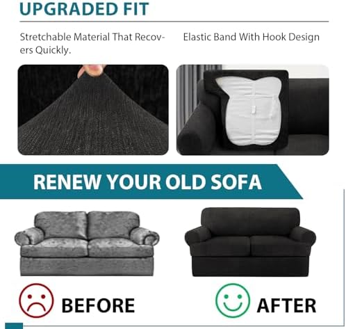 T Cushion Loveseat Slipcover 3 Pieces Sofa Covers - Image 5