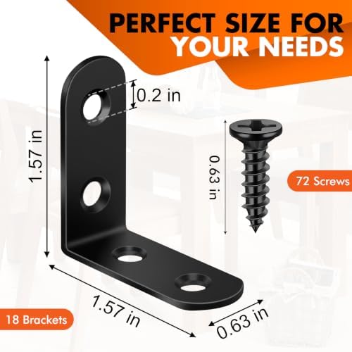 18PCS Black L Bracket Corner Brace, Stainless Steel Corner Bracket - Image 2