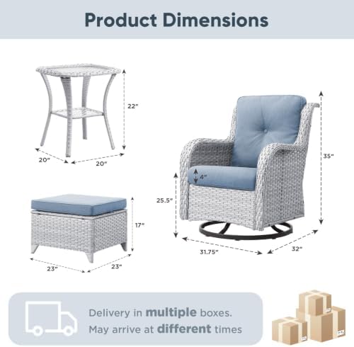 Belord 5 Piece Wicker Patio Furniture Set, Outdoor Swivel Rocker Chairs Set of 2 - Image 2
