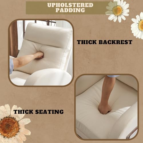 VINGLI Beige Linen Nursery Rocking Chair - Image 3