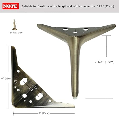 7 inch/18cm Brushed Bronze Color Metal Furniture Legs Set of 4 - Image 2