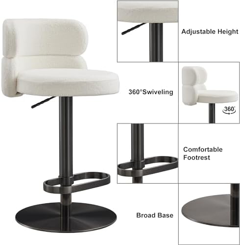 Modern Swivel Bar Stool, Adjustable Height Kitchen Counter Stool - Image 4