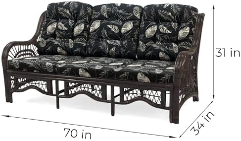 Malibu Lounge Three-Seater Sofa Natural Rattan Wicker Handmade Design, Dark - Image 2