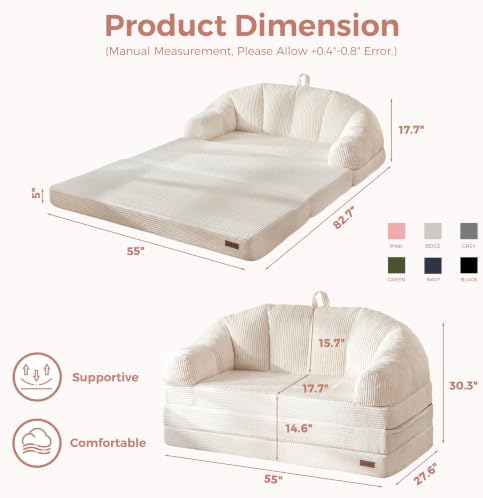 MAXYOYO Folding Sofa Bed with Backrest, Boneless Fold Out Couch with Handle - Image 2