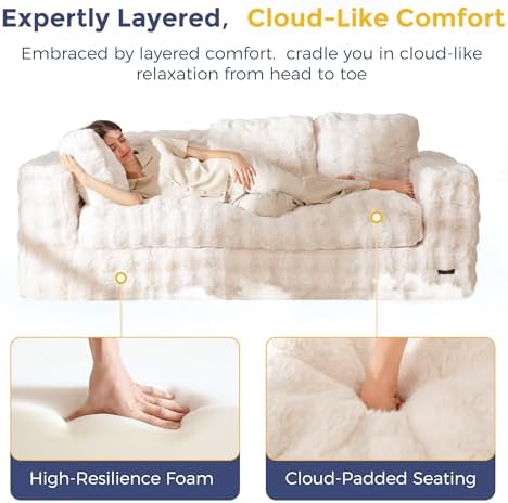 MAXYOYO Loveseat Sofa Couch, Upholstered Bean Bag Chair Cloud Seat - Image 6